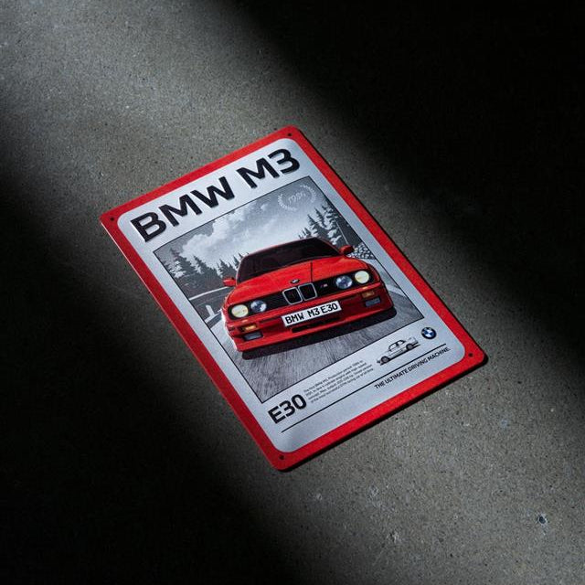 Blechschild BMW E30 in Rot 20x30cm