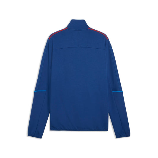 Dunkelblaue Sweatjacke mit Stehkragen, Rückseite