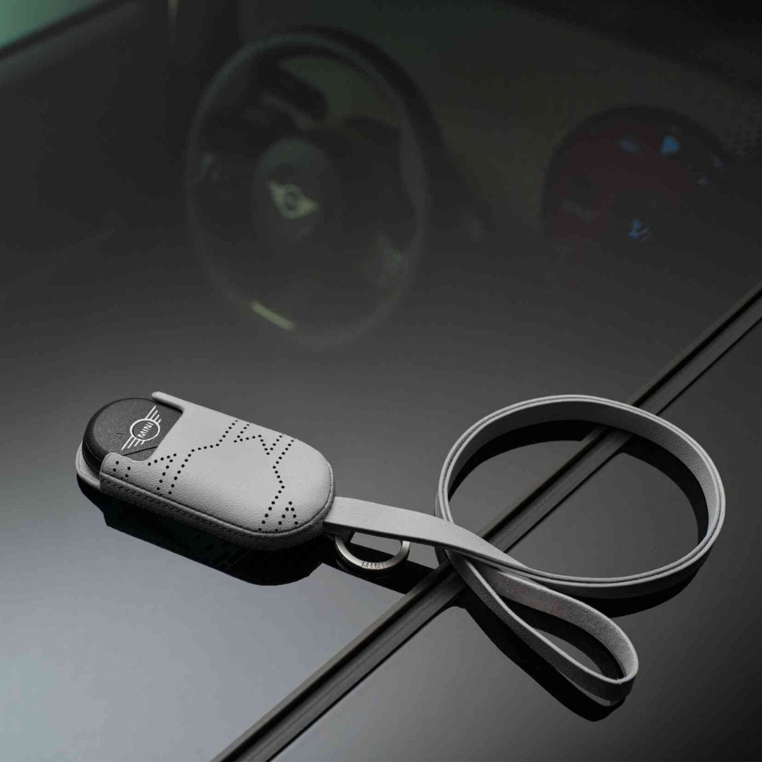 MINI Schlüsselanhänger mit Lanyard in grau