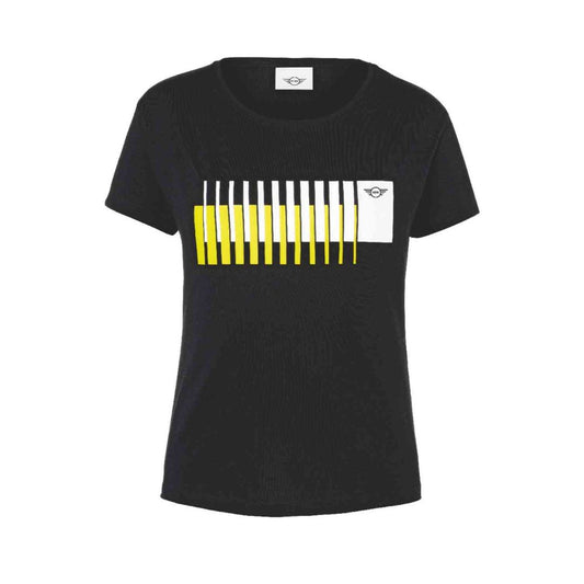 MINI 3D STRIPES WING LOGO T-SHIRT WOMEN´S - Black / Energetic Yellow / White, L