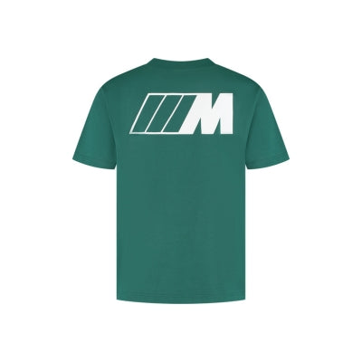BMW M T-Shirt dunkelgrün Rückseite mit gedrucktem M Logo auf dem Rücken