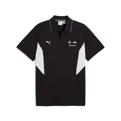 Schwarzes Poloshirt mit BMW M Motorsport und Puma-Logo auf der Brust