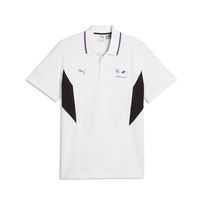 Weißes Poloshirt mit BMW M Motorsport und Puma-Logo auf der Brust
