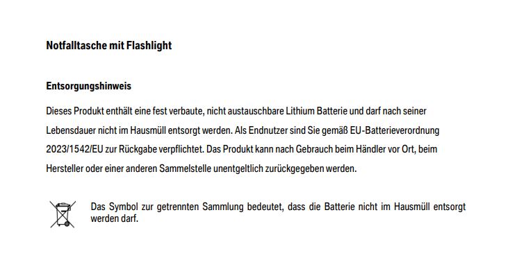 Entsorgungshinweise für einen Artikel