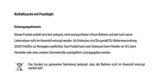 Entsorgungshinweise für einen Artikel