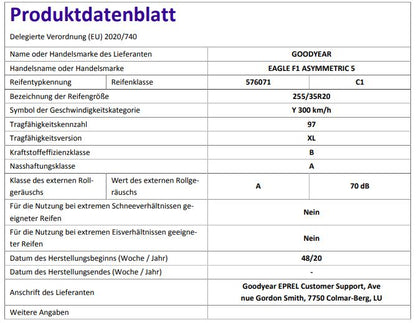 Produktdatenblatt Hinterachse Goodyear