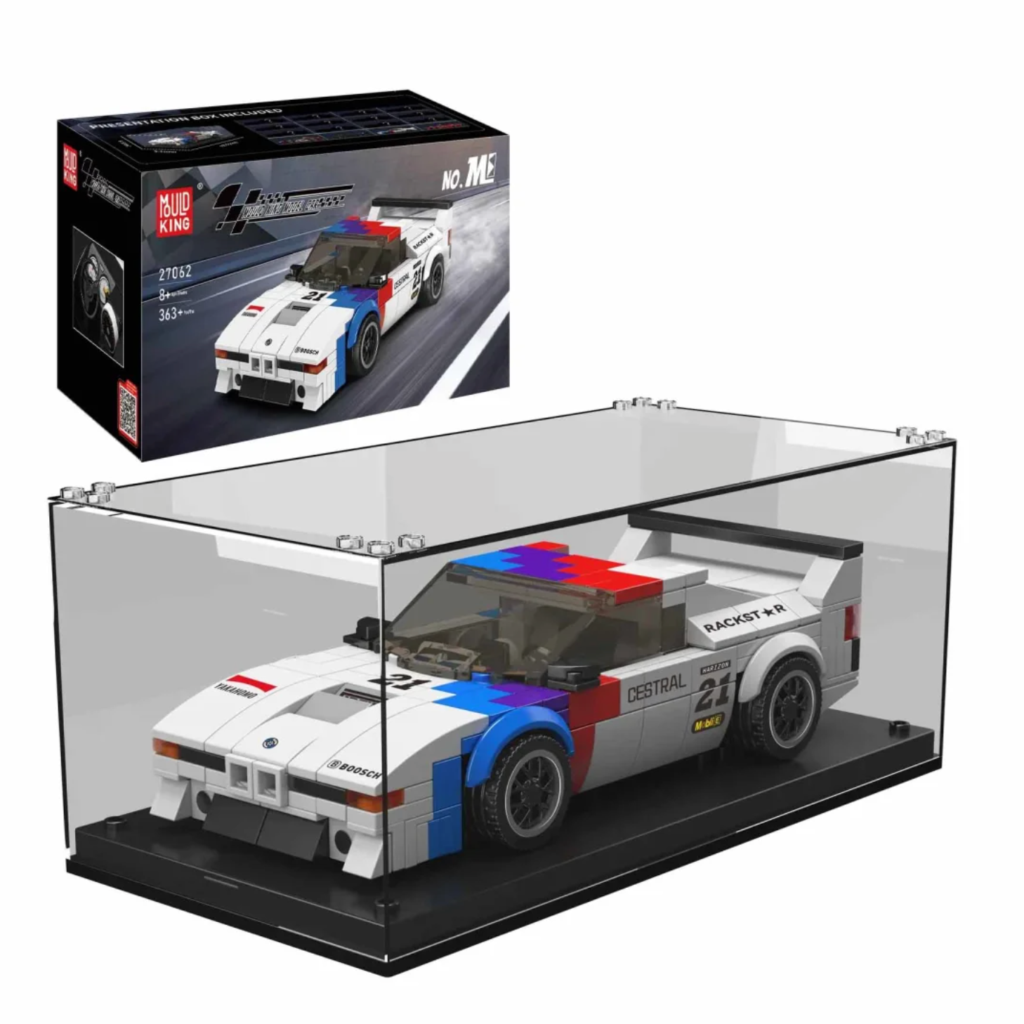 BMW M1 Nachbildung Klemmbaustein-Set in einer Showcase