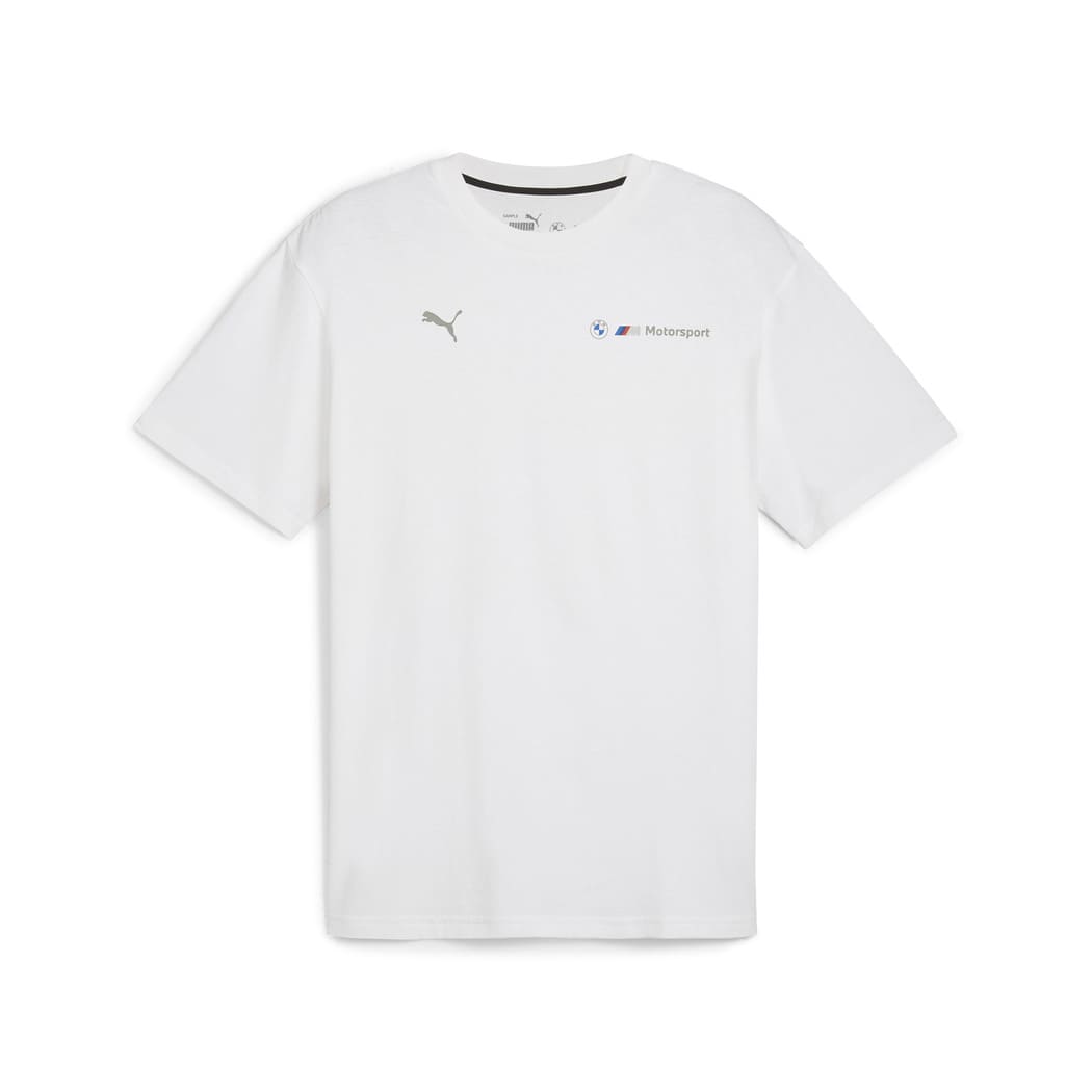 Weißes BMW M Motorsport T-Shirt mit farbigen Druck Vorderseite