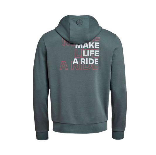 Zip-Hoodie Make Life a Ride hinten grau